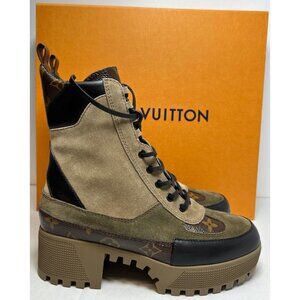 Louis Vuitton Women's Laureate Platform Desert Boots Suede Monogram EU 38/US 7.5
